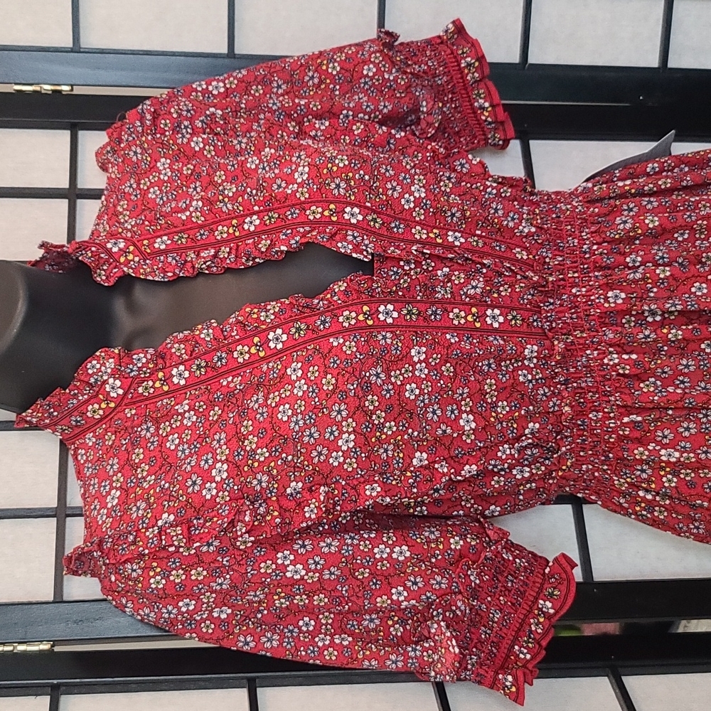 NWT Max Studio Red Ruffled Maxi Dress sz XS/S - Picture 3 of 11